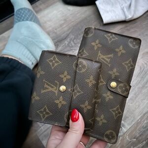 Louis Vuitton Brown and Gold Monogram Wallet Duo